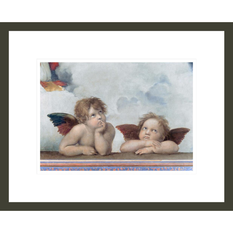 Putti de la Madone Sixtine par Raphael, H 13,55 po x l 16,75 po