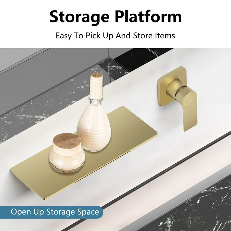 Wall Mounted Bathroom Faucet, Brushed Gold