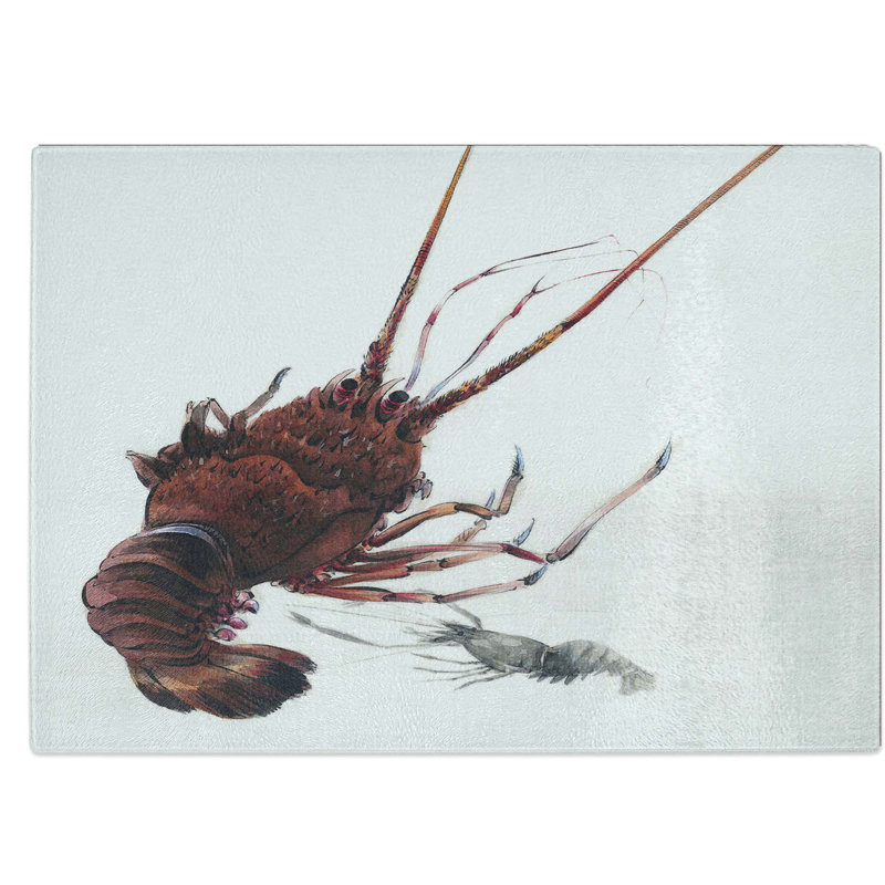 Tempered Glass Crayfish Chopping Board, 39 cm W x 28.5 cm L