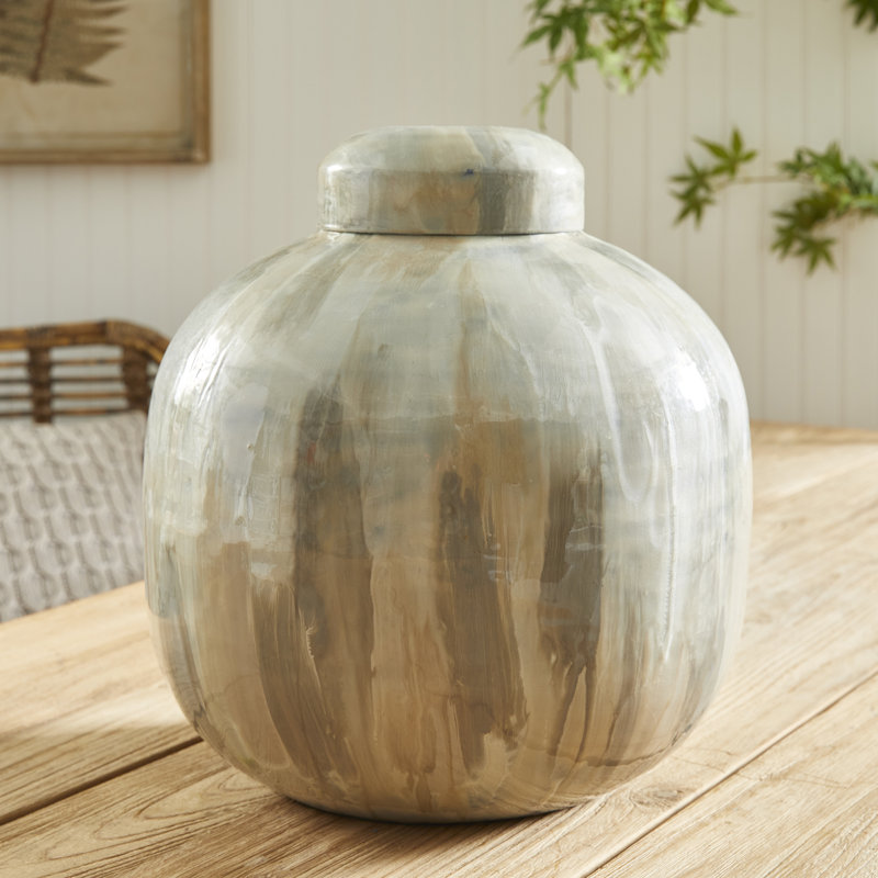 Almeta White Pearl 14" Metal Jar
