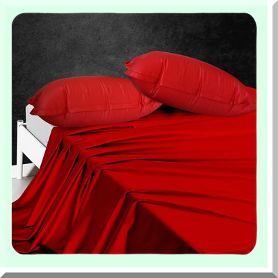Waterproof Mage Sheet Set with Inflatable Pillow - Red Vinyl Games Sheet & Mattress Protector for Queen Bed - Easy to Clean & Comfortable - 82.7 x 67