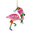 Ornement de Noël 4,25 "flamant rose avec chapeau arc-en-ciel