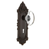 Crystal Oval Interior Mortise Door Knob with Victorian Long Plate