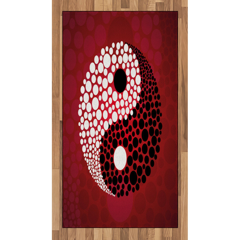 Ying Yang High Density Long Fiber Poly Threads Decorative Area Rug Carpet, Rectangle 2'7" x 5'