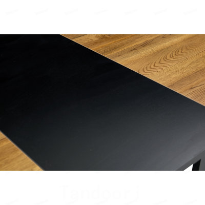 Black and Natural Wood Two-tone MDF Dining Table - An Ideal Choice for Modern Minimalist and Industrial Styles