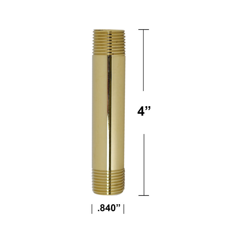½” X 4" IPS Brass Pipe Nipple, Gold