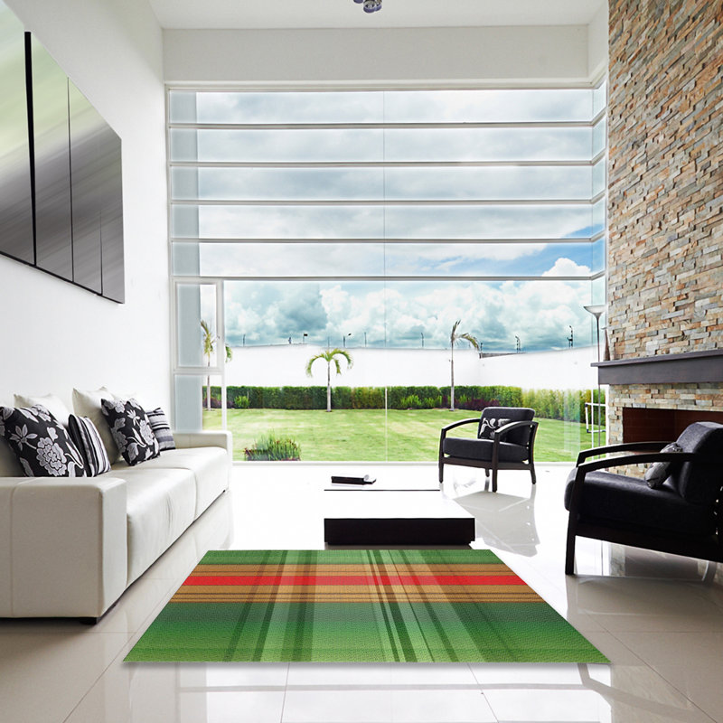 Tapis décoratif vert écossais, Carré 8 pi