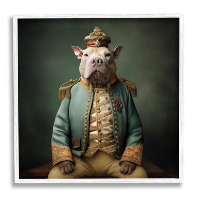 ba-916-Framed Dog in Elegant Clothes Single Picture Frame Print on Canvas