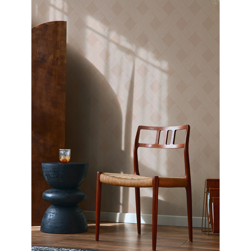 Rouleau de papier peint à motif de treillis Lady Charlotte L 10 pi x l 24 po, Pêche, Autocollant, PVC