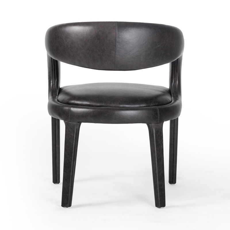 Hawkins Standard Upholstered Arm Chair, Sonoma Black Genuine Leather