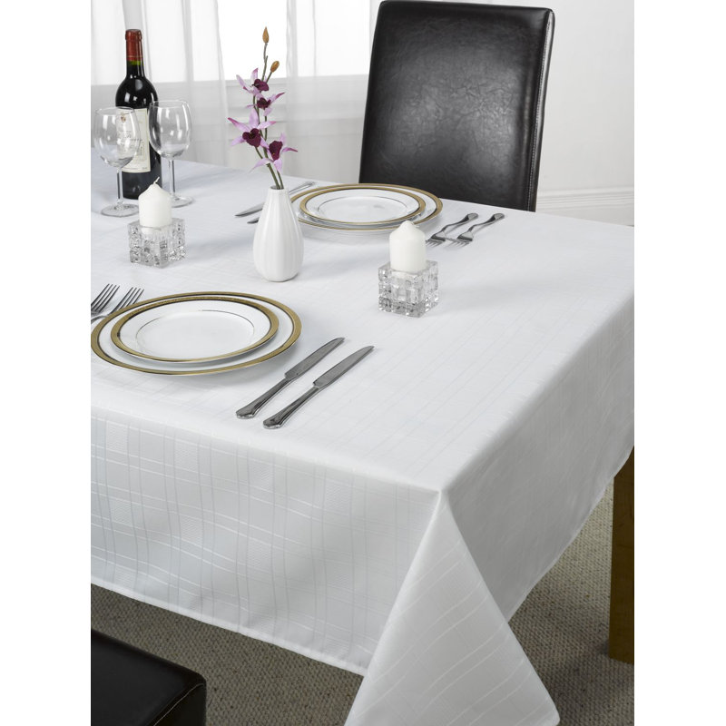 Chequers Tablecloth, White, 160cm W x 160cm L