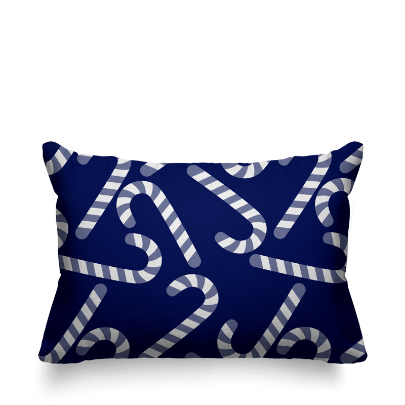 Coussin décoratif intérieur / extérieur Christmas Candy Cane, Marine