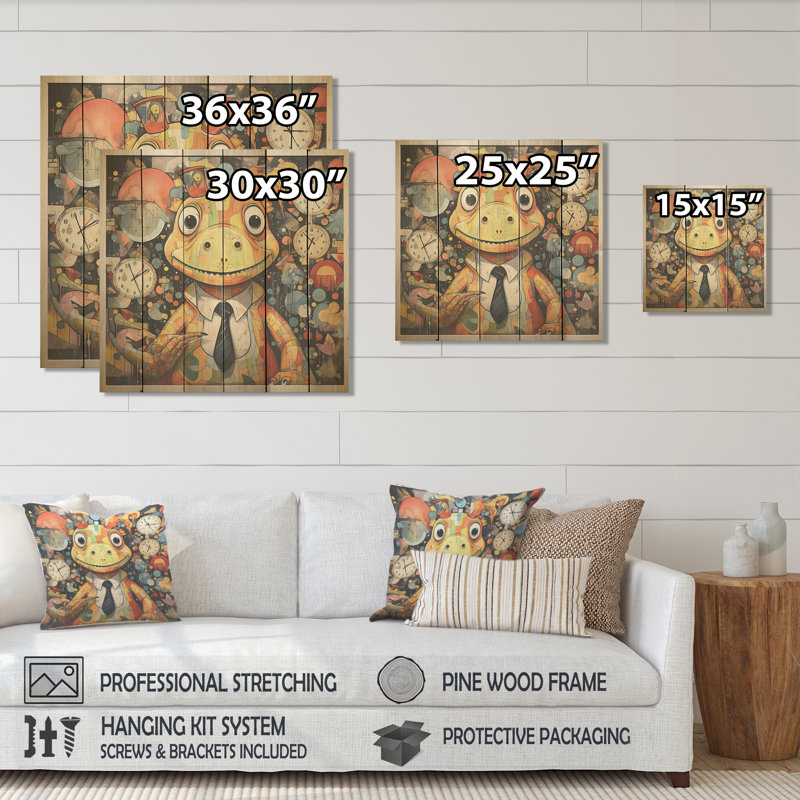 Cubist Dinosaur Nursery II - Dinosaure sur bois, H 15 po x l 15 po