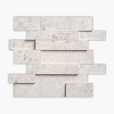 Galaxy Silver Honed 3-Dimensional Limestone Mosaic