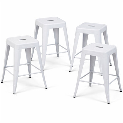 Tabouret à hauteur de comptoir 24 po, ensemble de 4 tabourets de bar en métal sans dossier, empilable, amovible et facile à assembler, pour économiser de l'espace pour un îlot de cuisine / bar / café / salle à manger