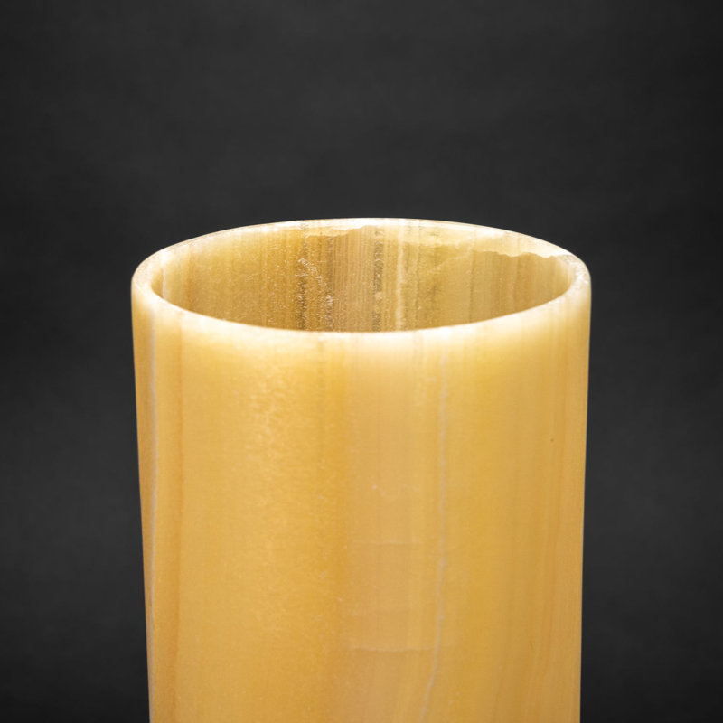 Lampe onyx orange à bande ronde véritable (16 po, 8 lb)