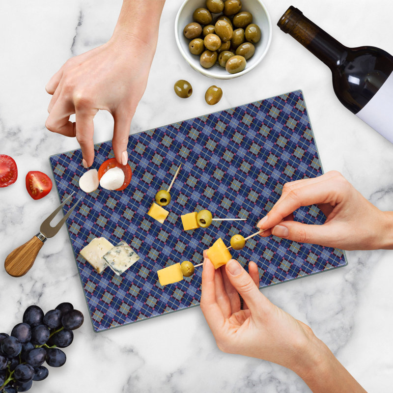 Multicolore planche à découper en verre trempé à carreaux Ambesonne