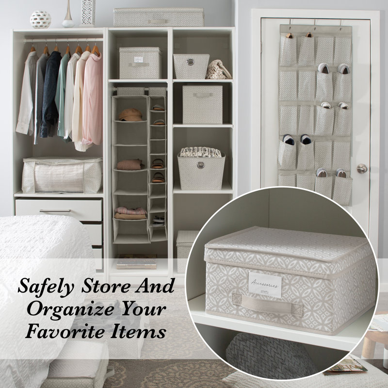 Simplify Medium Gray Boho Print Fabric Storage Box