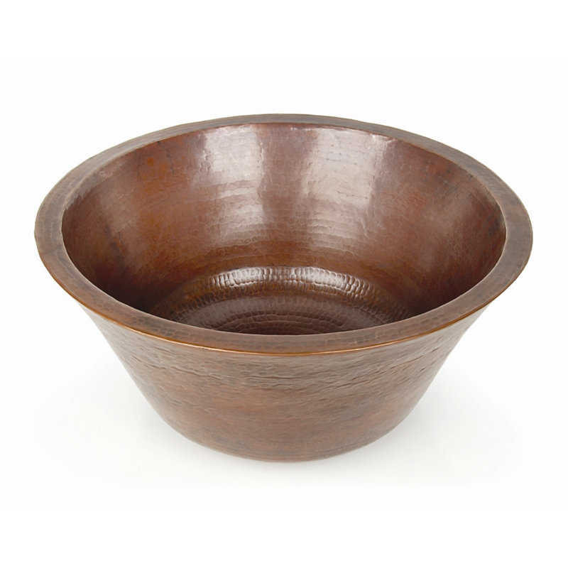 D'Vontz 17'' Copper Circular Bathroom Sink, Dark Smoke Copper	