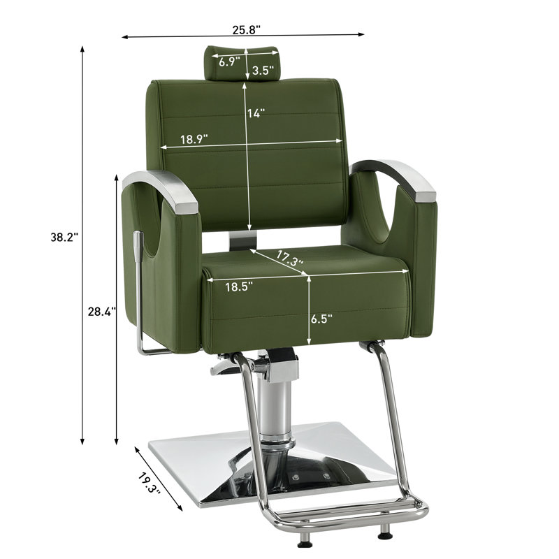 Fauteuil de coiffeur inclinable avec pompe hydraulique, fauteuil de salon pivotant, similicuir, Similicuir vert