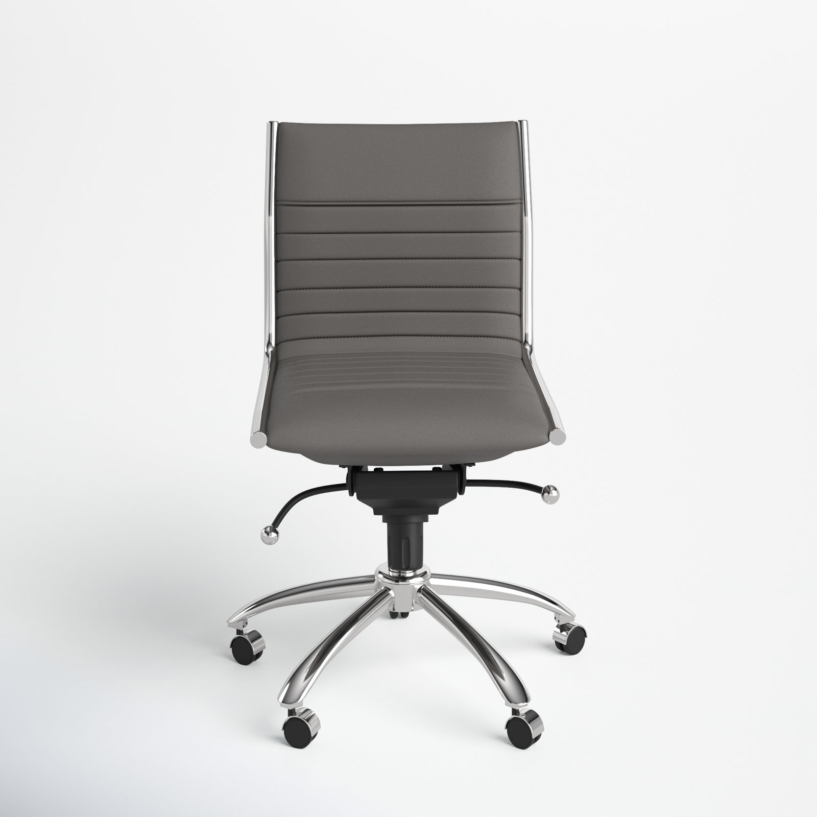 Naida Faux Leather Swivel Task Chair, Gray Faux Leather, No