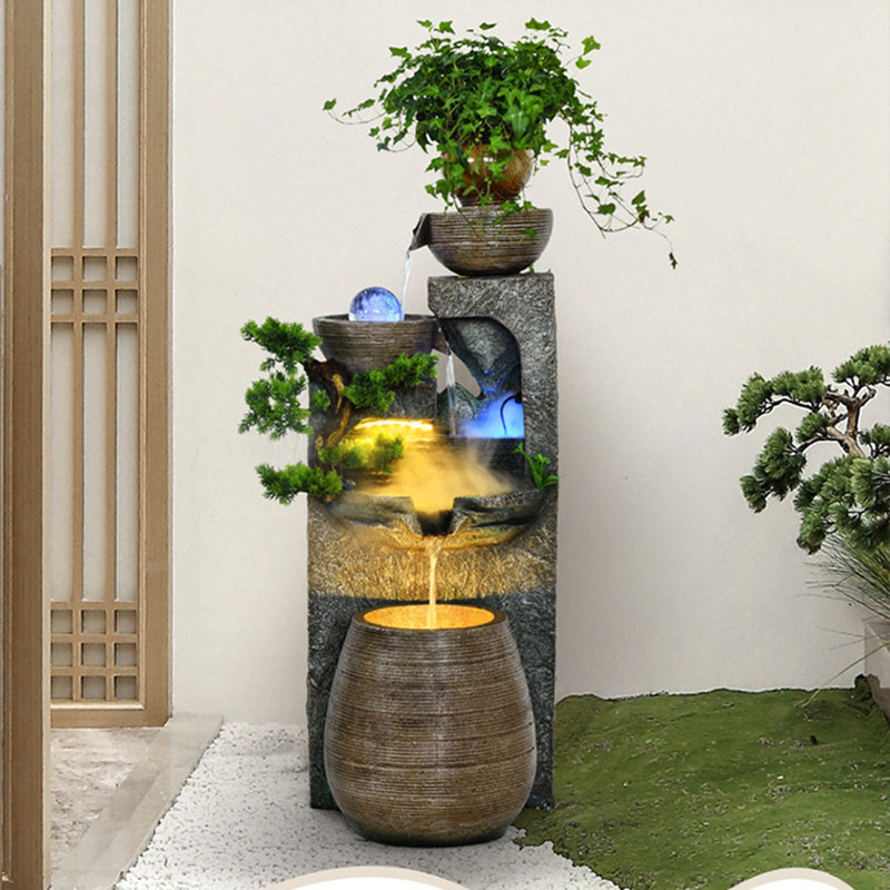 Décoration de réservoir de poisson 14,57 "gris, H 35,43 po x l 14,57 po x P 14,96 po