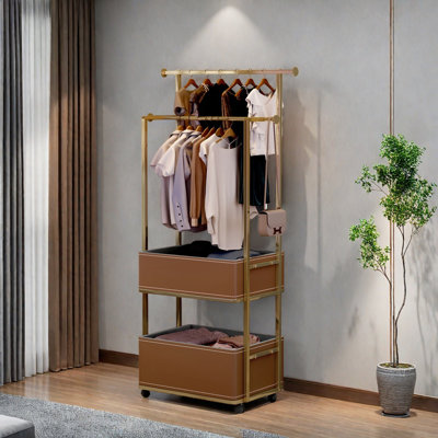 Stainless Steel Titanium Coat Rack Double Baskets