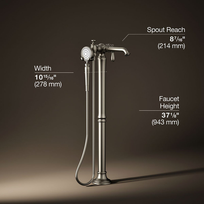 Artifacts® Single Handle Floor Mounted Clawfoot Tub Faucet, Vibrant Brushed Nickel