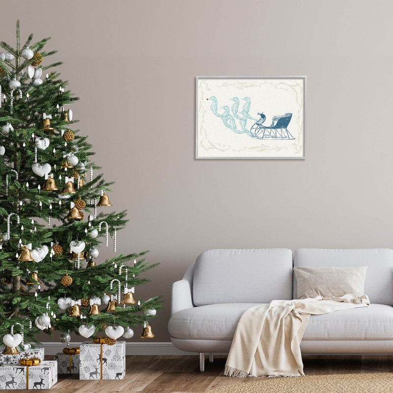 Hippocampe, traîneau nautique, Père Noël - 289, H 24 po x l 30 po x P 1,5 po, Estampe numérique Farmhouse