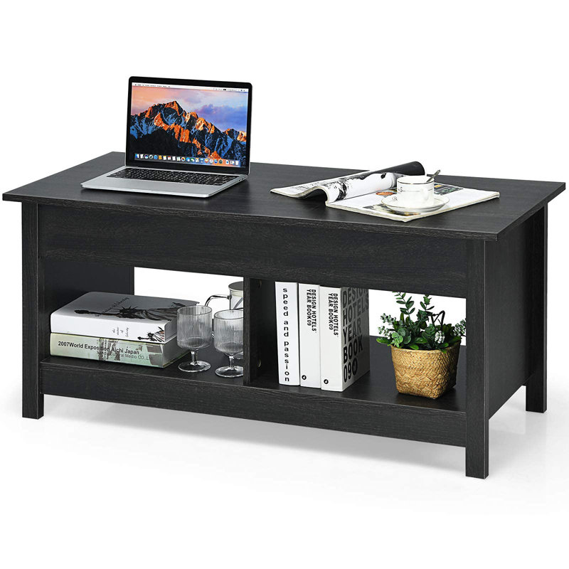 Manug Height-Adjustable Coffee Table With Storage Space, Black