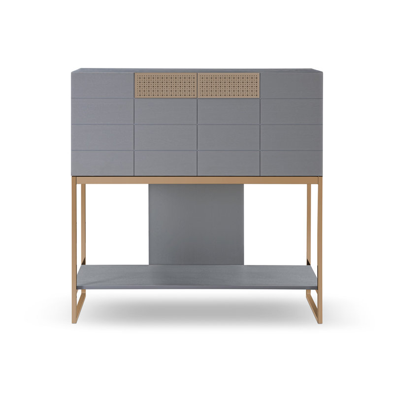 Hamayel Stainless Steel Secretary Desk, Bronze, Grey