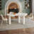 62.2" Irregular Cream White Dining Table Set With 4 Chairs for Kitchen, Bar, Living Room-1361439947