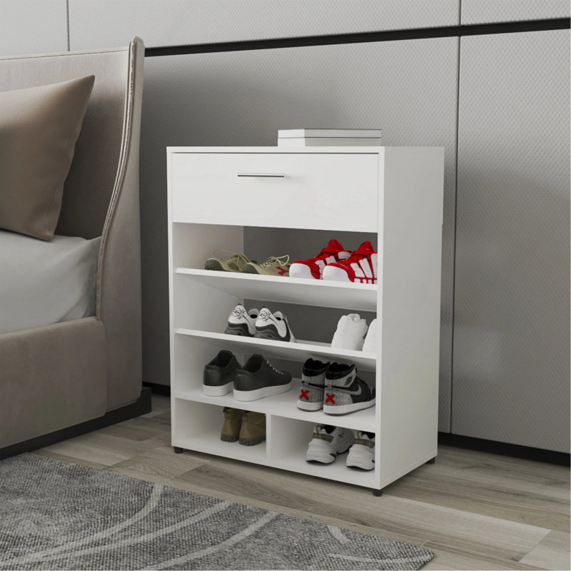 White Shoe Rack With 1-Drawer