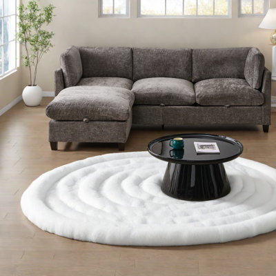 Spacious Gray Sectionals Sofa With Storage, Chenille Upholstery For Modern Living Room