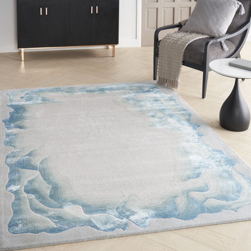 Nourison Prismatic Area Rug Sea Mist Blue, Rectangle 3'9" x 5'9"