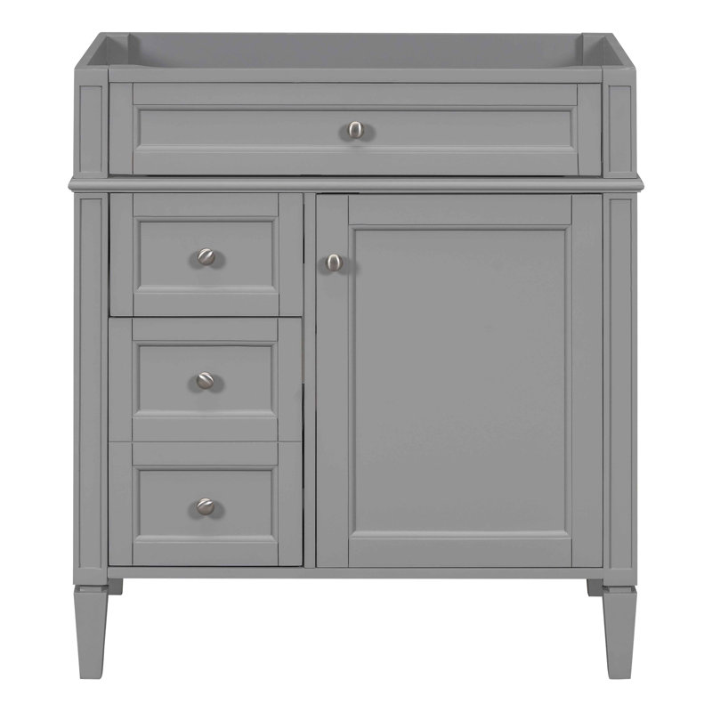  30 Inch Bathroom Vanity without Sink, Modern Storage Cabinet with 2 Drawers and Tip-Out Drawer, Gray, Gray