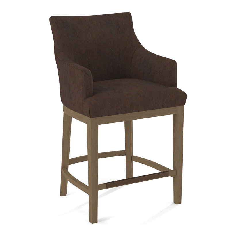 Upholstered Counter Stool, Weathered Gray, Applause Choco Suisse