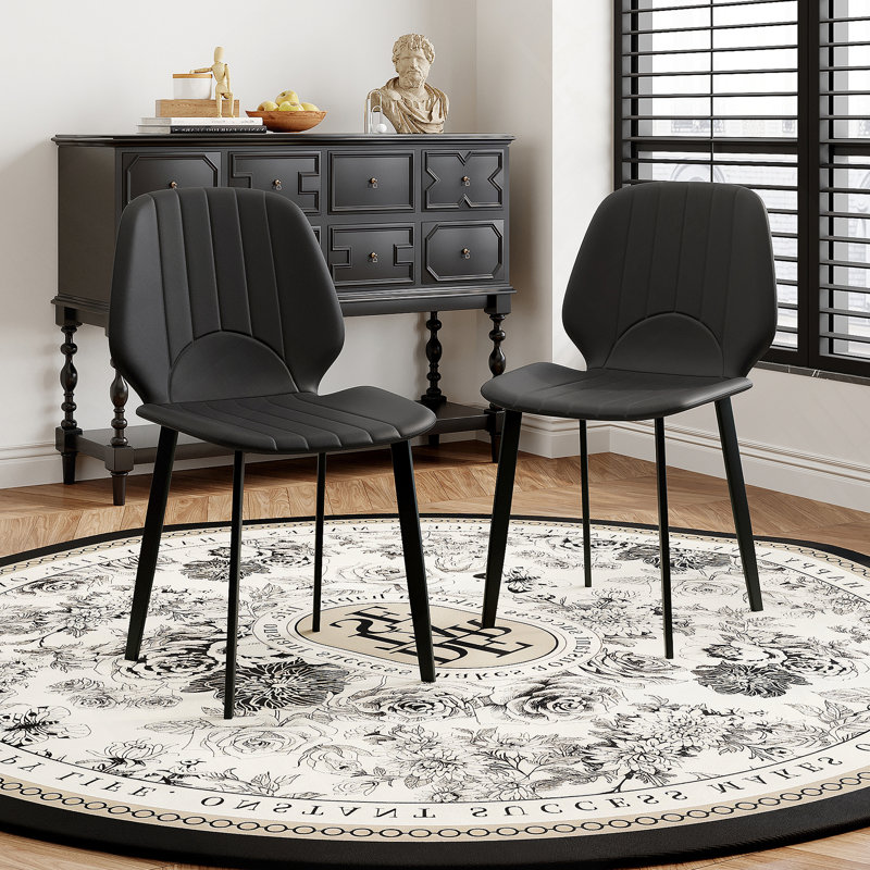 Chaises de salle à manger modernes rembourrées, ensemble de 4, 4, Noir