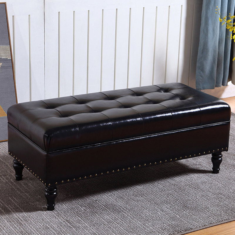 Repose-pieds en cuir American Classic, Noir