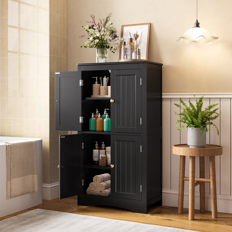 43.3'' H Kitchen Pantry Cabinet with Adjustable Shelves and Microwave Shelf，Tall Kitchen Storage Cabinet for Dining Room, Living Room