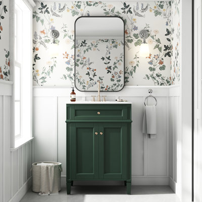 Bathroom Vanity 24 Inches With 2 Doors And Drawer, Smart Storage Organizers, Smooth - Gliding Drawer Rails, Soft Close Hinges, Suitable For Small Spaces Doors, Tip Out Solid Wood Legs, Easy Clean