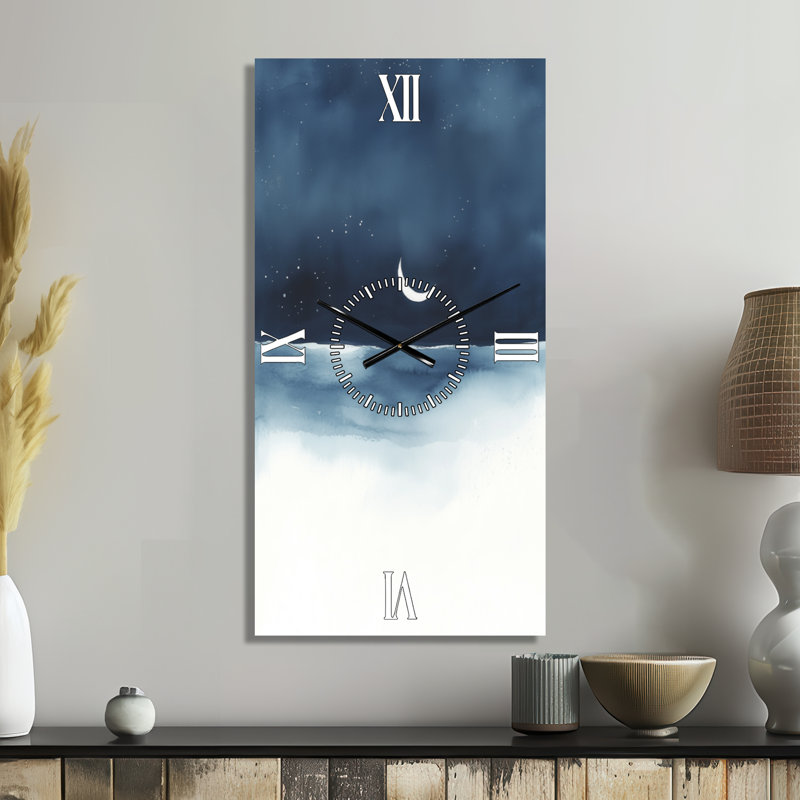 Horloge murale décorative Welton I - Céleste blanche, H 40 po x l 20 po - Rectangle