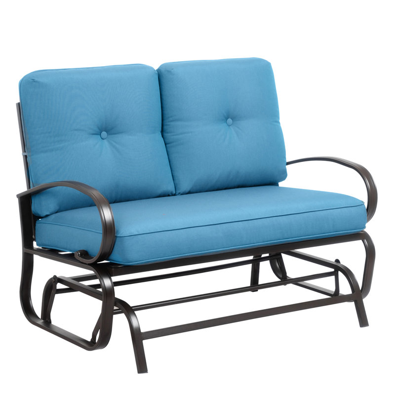 Adelphia Wicker Outdoor Glider, Blue