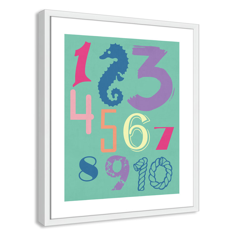 Décoration murale 123 pour enfants, H 25,5 po x l 21,5 po x P 1,19 po, Encadré de boîte blanc