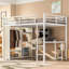 Grain de bois blanc, grand lit mezzanine en métal, garde-robe encastrée, bureau, rangement, optimisation de l'espace, grand lit de petite taille, guide d'assemblage simple