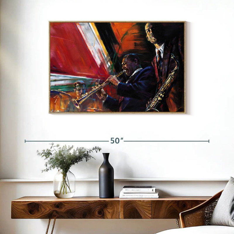Red Hot, 37" X 25", Floating Frame Natural Wood