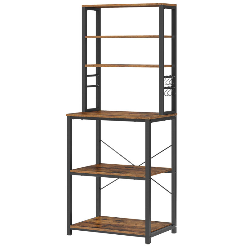 Steel Standard Baker's Rack with Microwave Compatibility, Rustic Brown/Black, 65.7" H x 23.6" W x 15.7" D