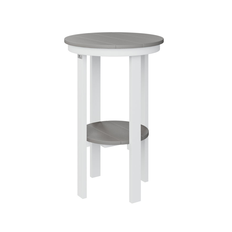  Table de bout ronde régulière gris clair avec base ronde blanche, H 32 po x l 21,5 po x P 21,5 po, Gris clair