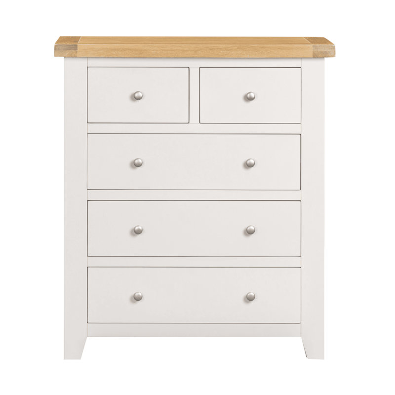Cooksey 85cm W 5 - Drawer Chest of Drawers, White