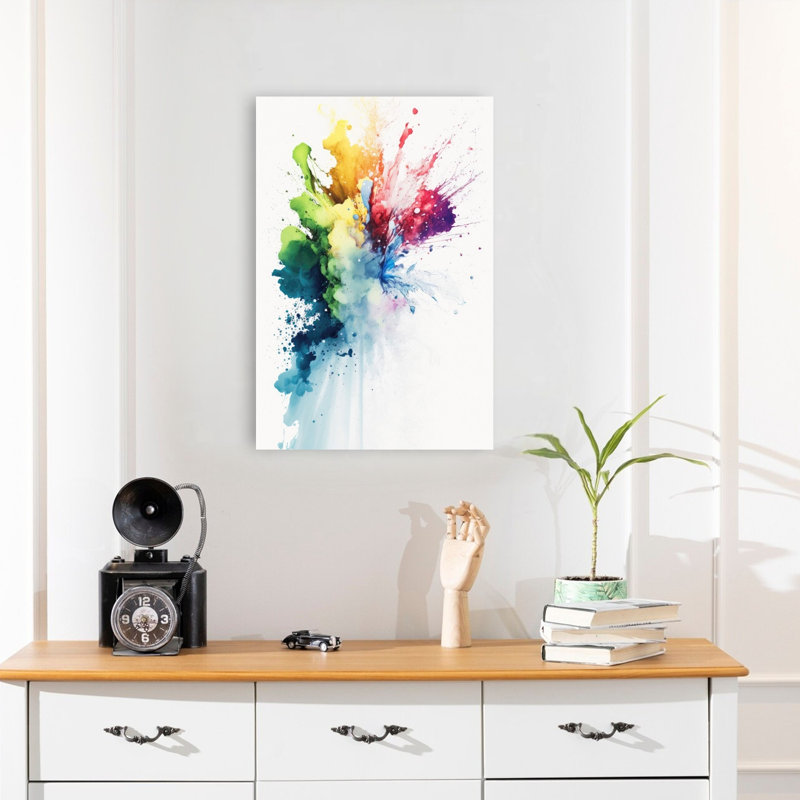 Vibrant Color Explosion Abstract Contemporary Modern Wall Art Print by Mauro - Wrapped Canvas Print, 60.96cm H x 40.64cm W